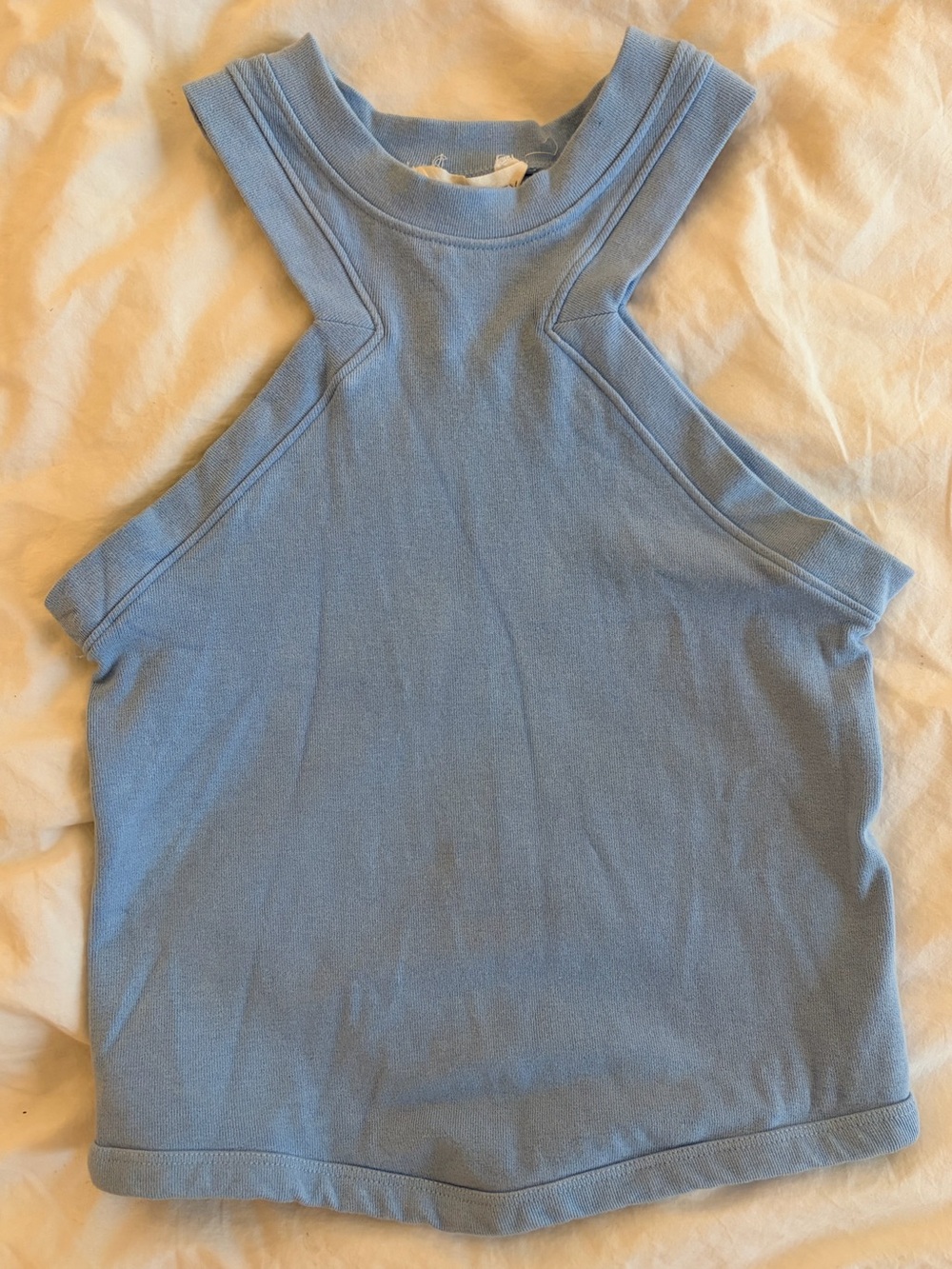 Sleeveless Light Blue High-Neck Tank Top